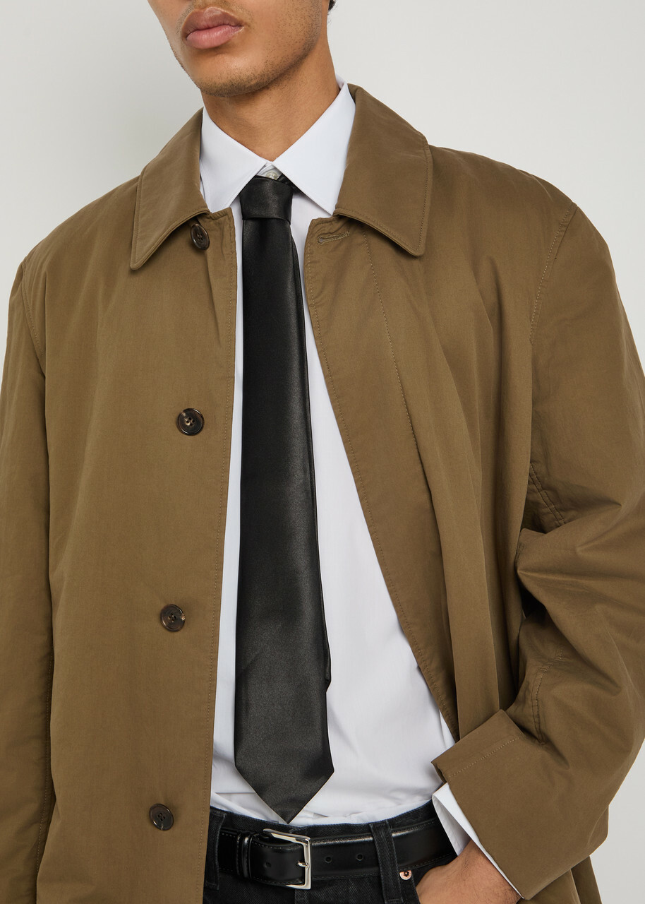 Saint Laurent Quilted Cotton Coat Taupe