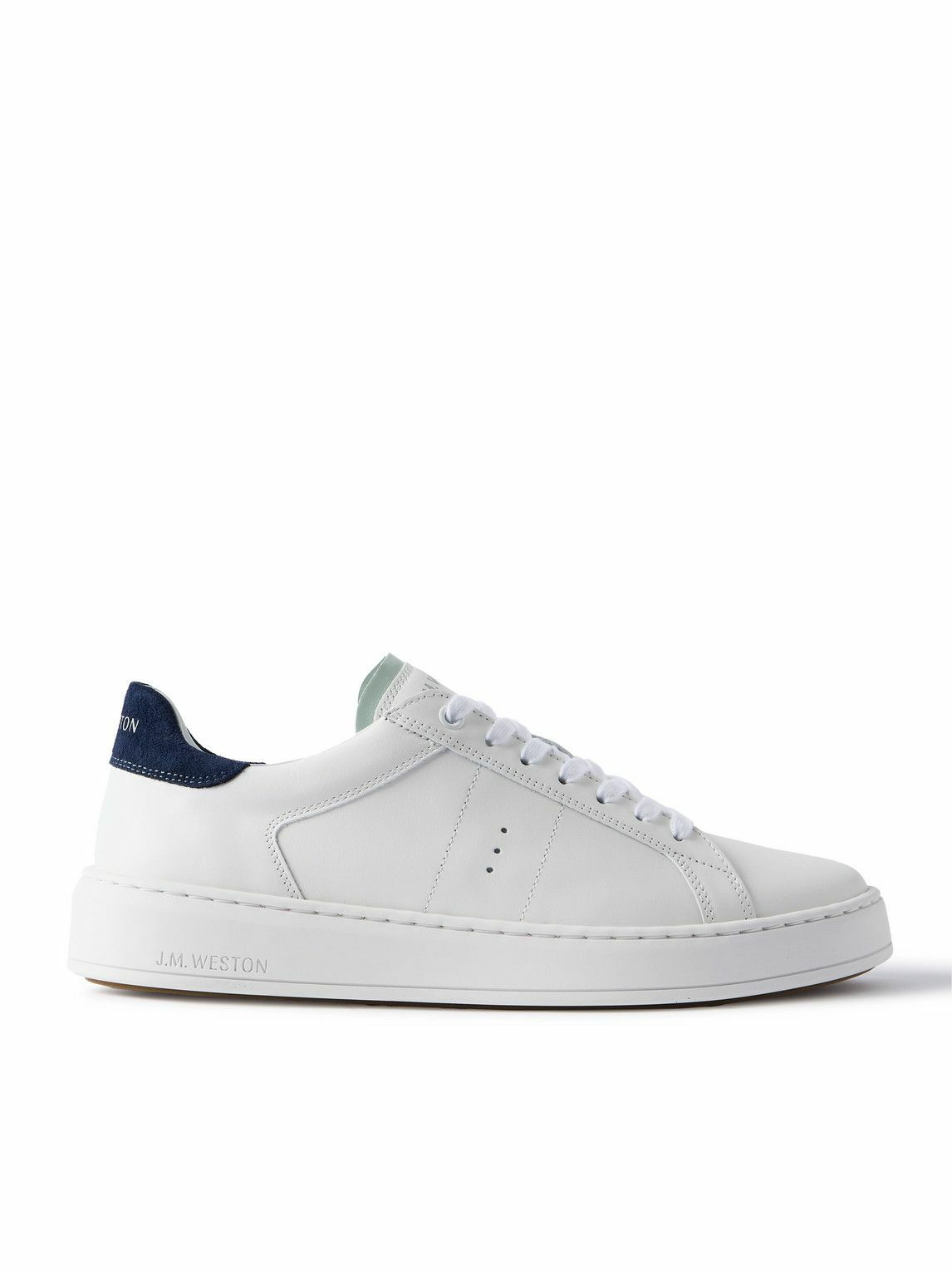 J.M. Weston - On Time Suede-Trimmed Leather Sneakers - White
