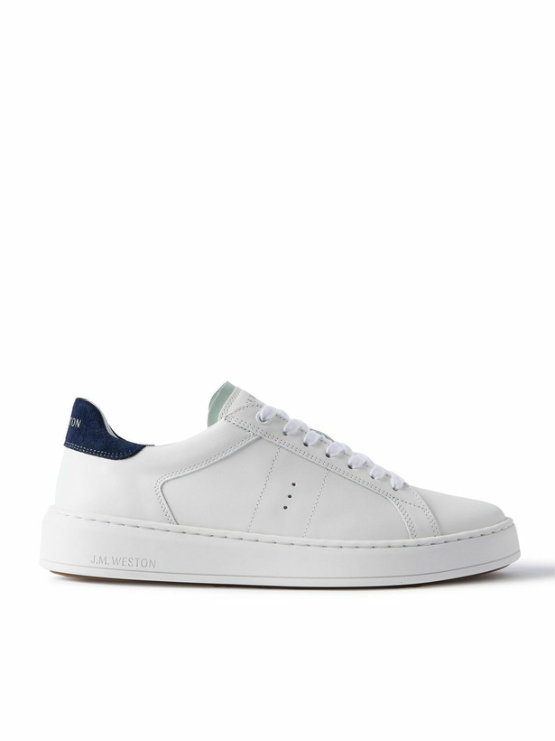Photo: J.M. Weston - On Time Suede-Trimmed Leather Sneakers - White