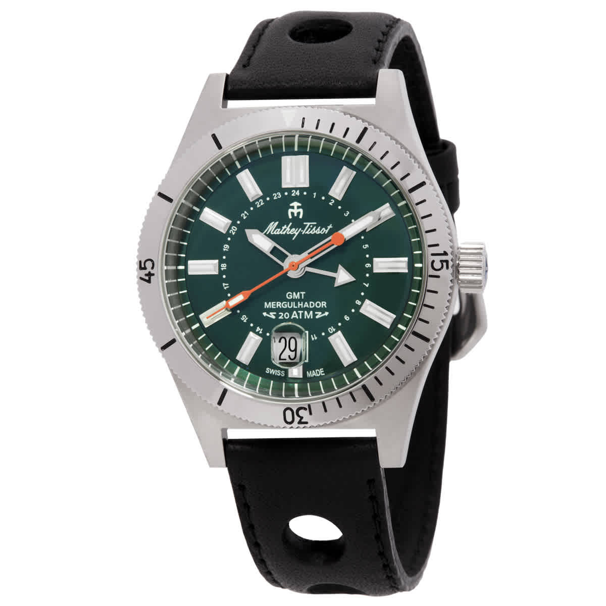 Mathey-Tissot Mergulhador GMT Quartz Green Dial Mens Watch MRGAV