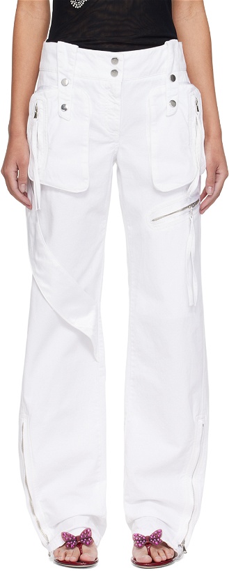 Photo: Blumarine SSENSE Exclusive White Denim Cargo Pants