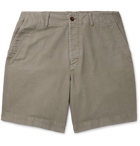 Mr P. - Garment-Dyed Cotton-Herringbone Shorts - Green