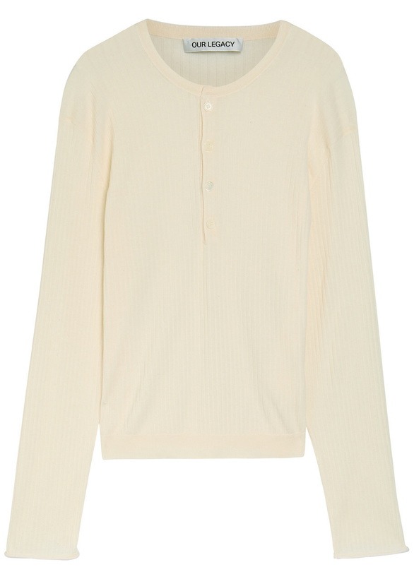 Photo: Our Legacy Rib-knit Cotton Henley top Ivory