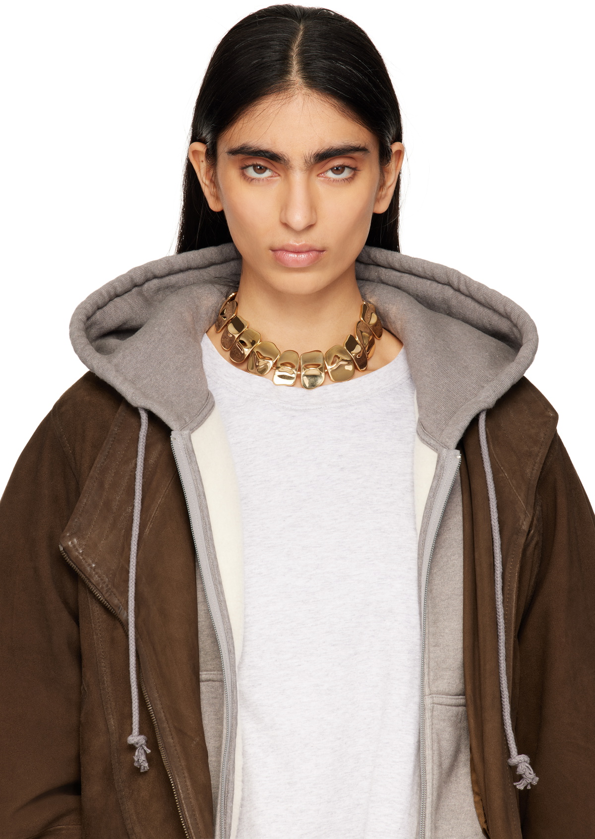 Acne Studios Gold Brass Croco Scale Necklace