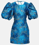 Ganni Puff-sleeve jacquard mini dress