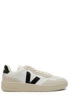 Veja V-90 Panelled Grained Leather Sneakers White And Black