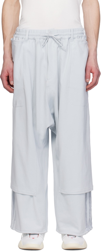 Photo: Y-3 Gray 3-Stripes Openhem TP Sweatpants