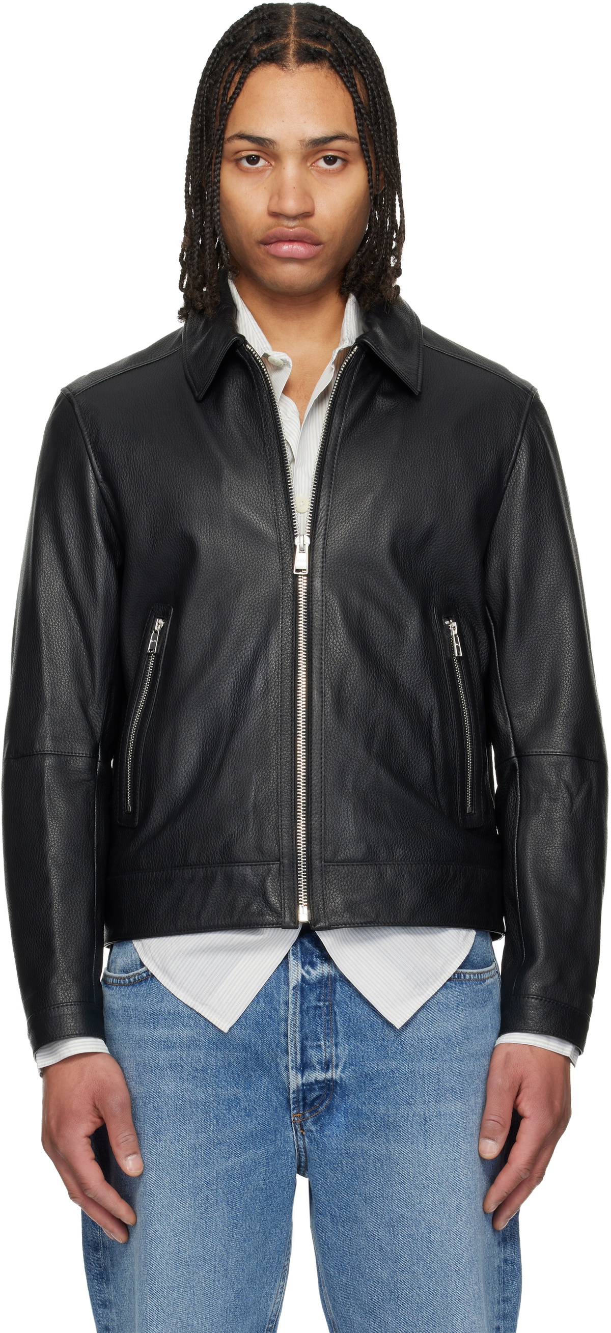 BOSS Black Regular Fit Leather Jacket