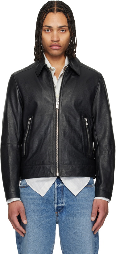 Photo: BOSS Black Regular Fit Leather Jacket