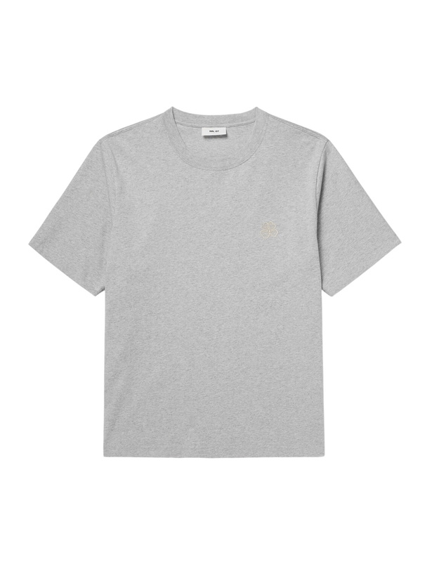 Photo: NN07 - Jett 30026 Embroidered Organic Cotton-Jersey T-shirt - Gray