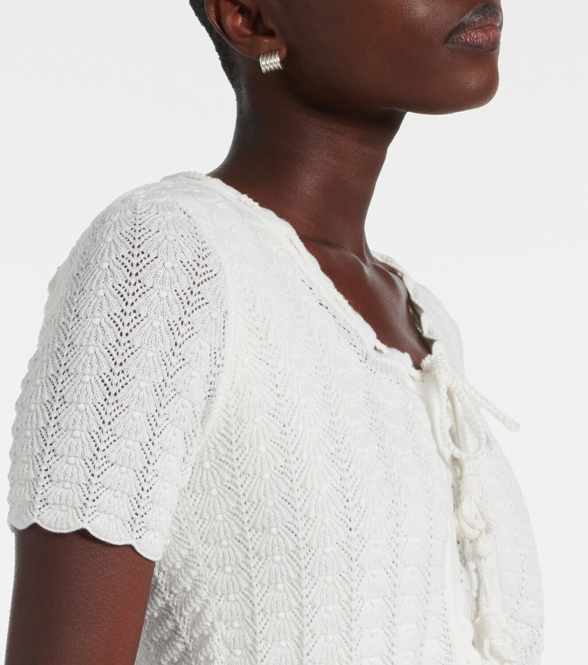 Oscar de la Renta Pointelle cotton and silk cardigan