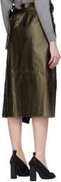 MARIE ADAM-LEENAERDT Khaki Apron Flat Midi Skirt