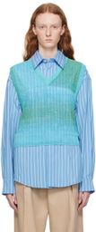 Wooyoungmi Blue Gradient Stripe Vest