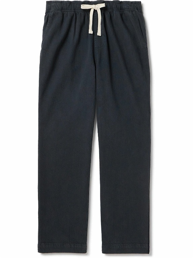 Photo: FRAME - Travel Tapered Cotton Drawstring Trousers - Blue