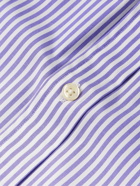 Polo Ralph Lauren - Slim-Fit Button-Down Collar Logo-Embroidered Striped Cotton-Blend Poplin Shirt - Purple