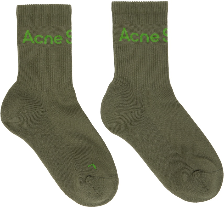 Photo: Acne Studios Khaki Logo Socks