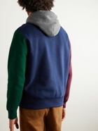 Polo Ralph Lauren - Logo-Embroidered Colour-Block Cotton-Blend Jersey Hoodie - Blue