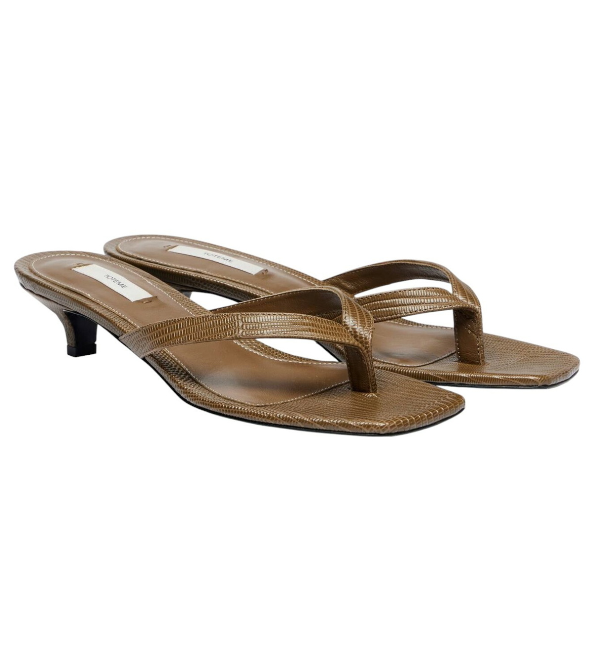 TOTEME - 35mm Croc Embossed Leather Thong Sandals Toteme