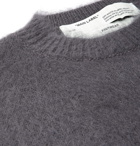 Off-White - Logo-Print Mohair-Blend Sweater - Gray