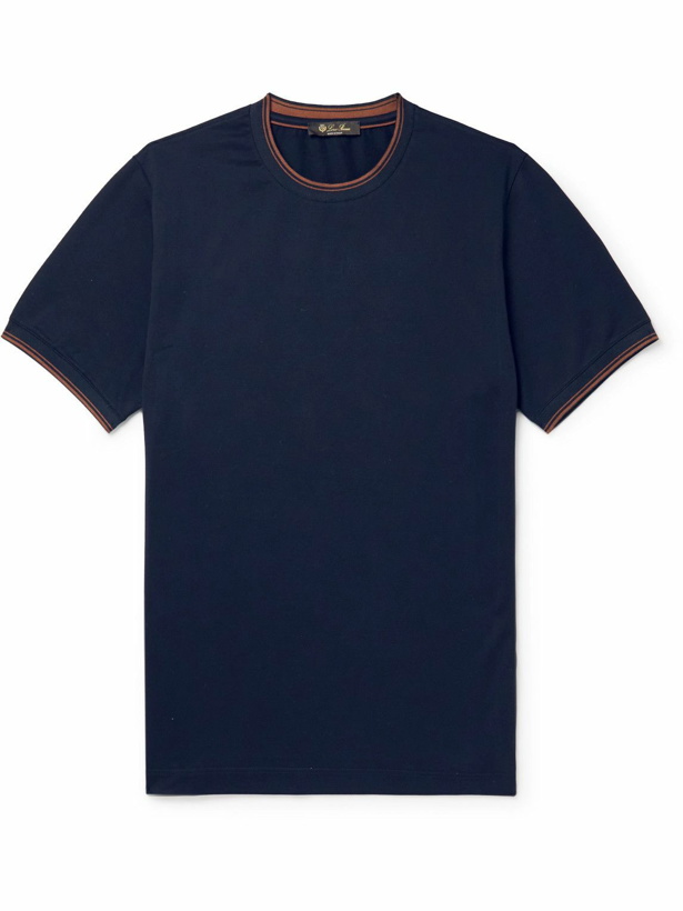 Photo: Loro Piana - Striped Cotton-Jersey T-Shirt - Blue
