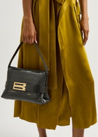 Victoria Beckham B Crocodile-effect Leather Pouch - Grey - One Size