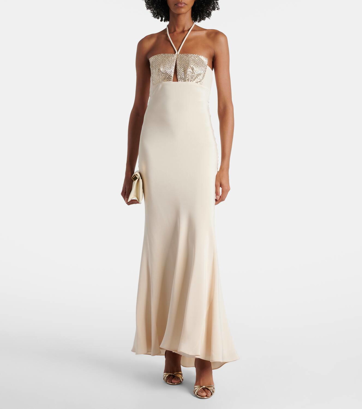 Roland Mouret Embellished halterneck silk gown Roland Mouret