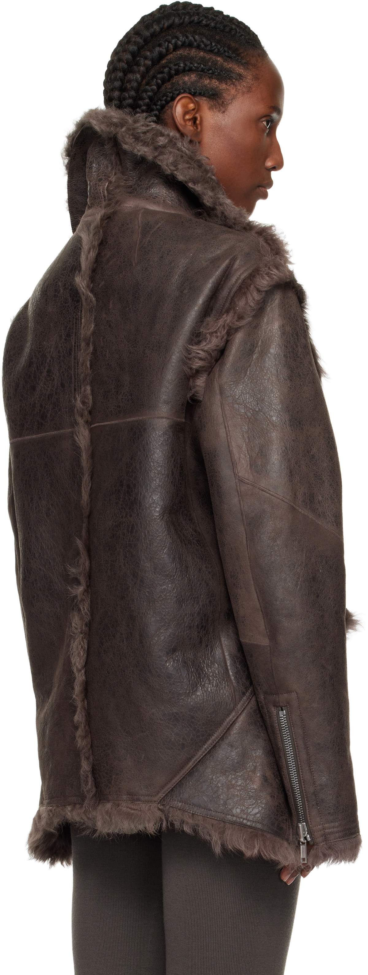 Rick Owens Gray Concordians Exploder Reversible Shearling Jacket