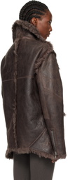Rick Owens Gray Concordians Exploder Reversible Shearling Jacket