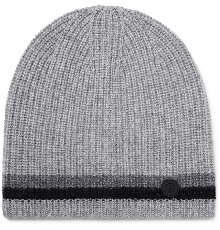 Photo: Bogner - Matteo Striped Ribbed Cashmere Beanie - Gray