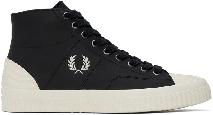 Photo: Fred Perry Black Mid Hughes Sneakers