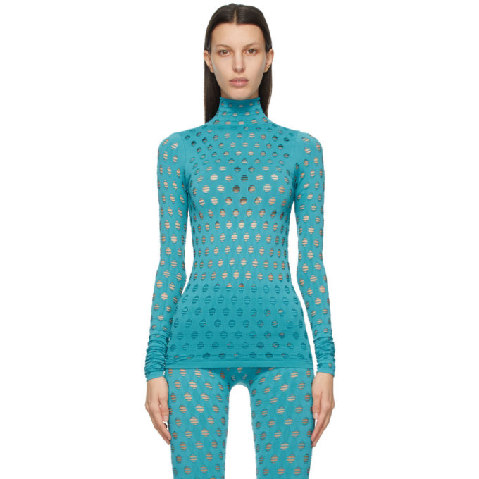 Photo: Maisie Wilen Blue Perforated Turtleneck