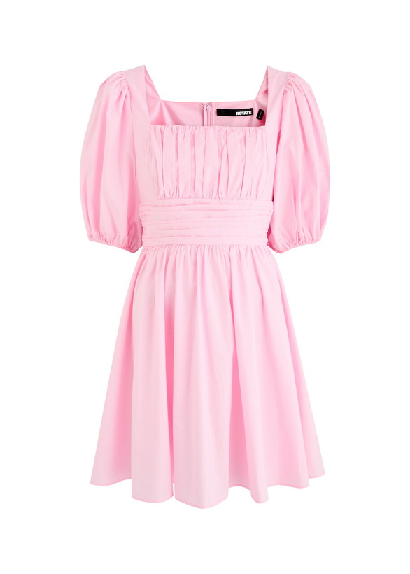 Photo: Rotate Sunday Puff-sleeve Cotton-poplin Mini Dress Light Pink