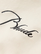 RHUDE - Logo-Embroidered Loopback Cotton-Jersey Half-Zip Sweatshirt - Neutrals