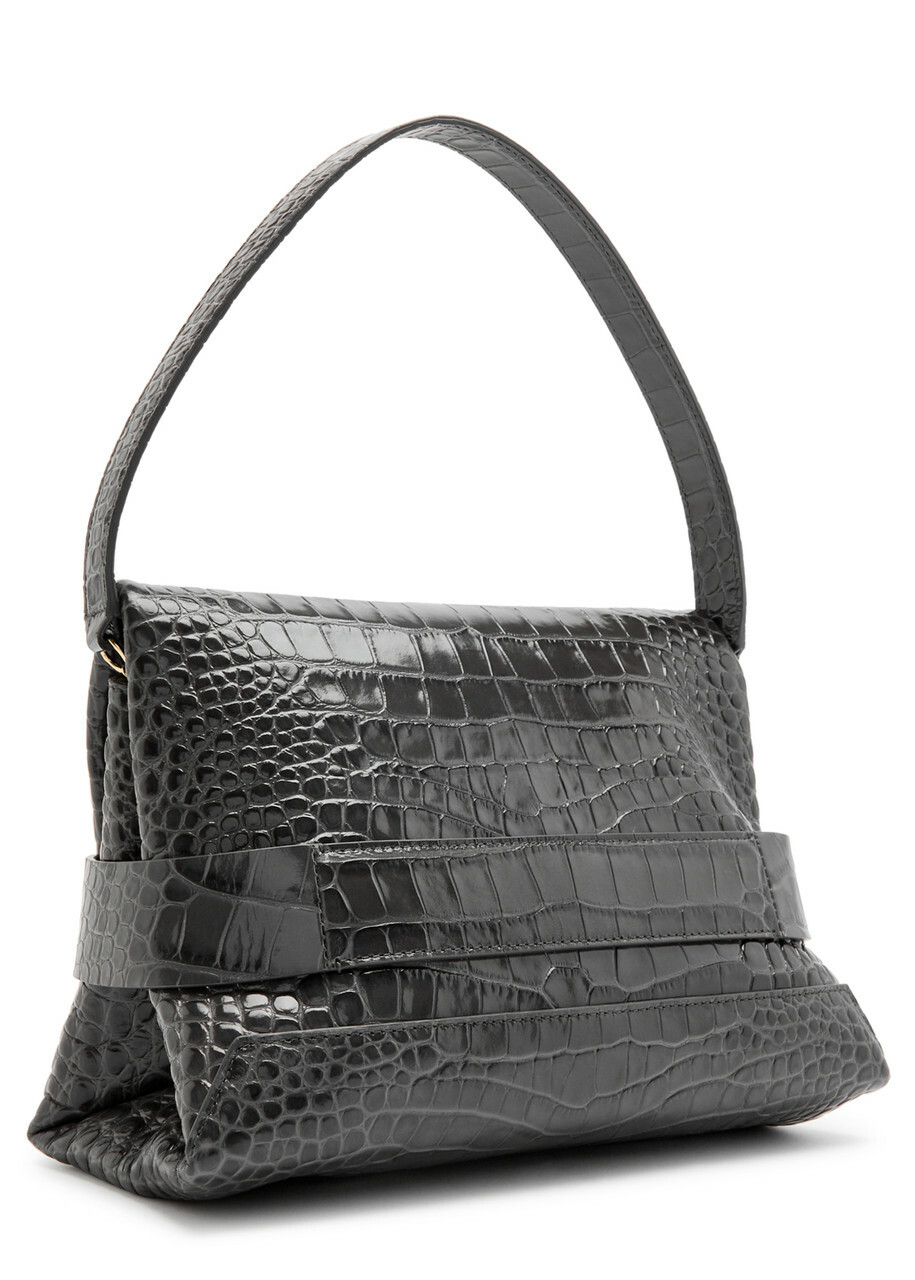 Victoria Beckham B Crocodile-effect Leather Pouch - Grey - One Size