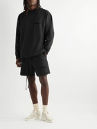 FEAR OF GOD ESSENTIALS - Straight-Leg Logo-Flocked Cotton-Blend Jersey Shorts - Black