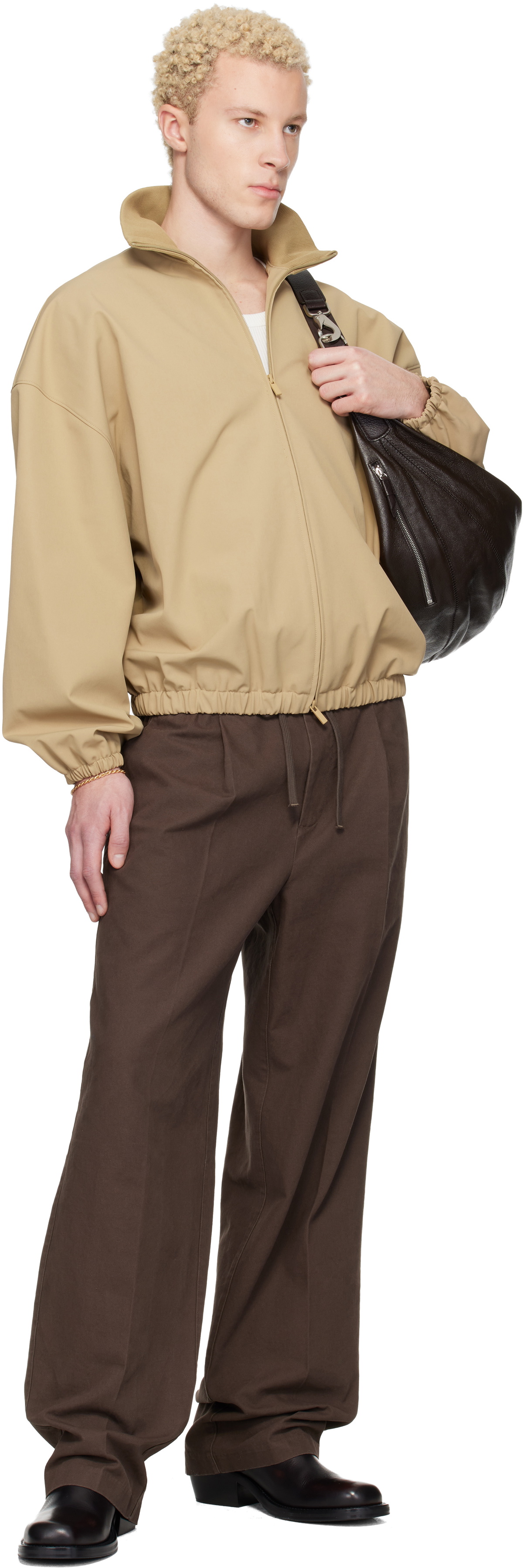 Fear of God ESSENTIALS Beige Signature Full Zip Track Jacket