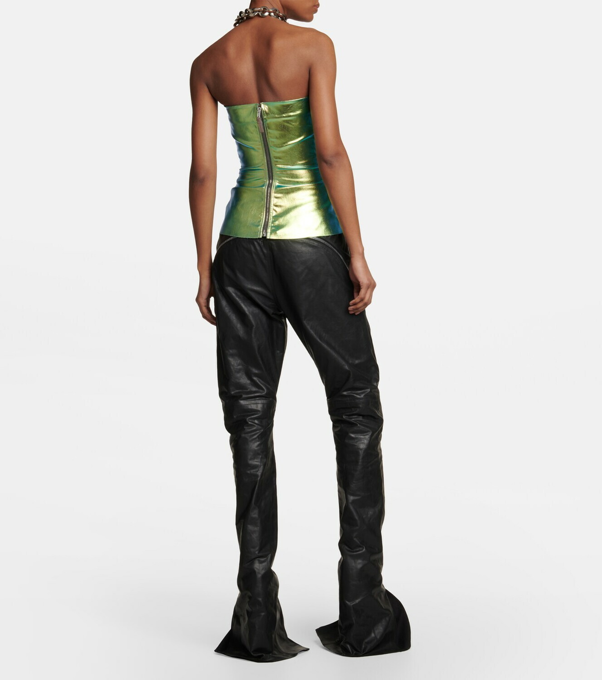Rick Owens - Coated denim bustier top Rick Owens