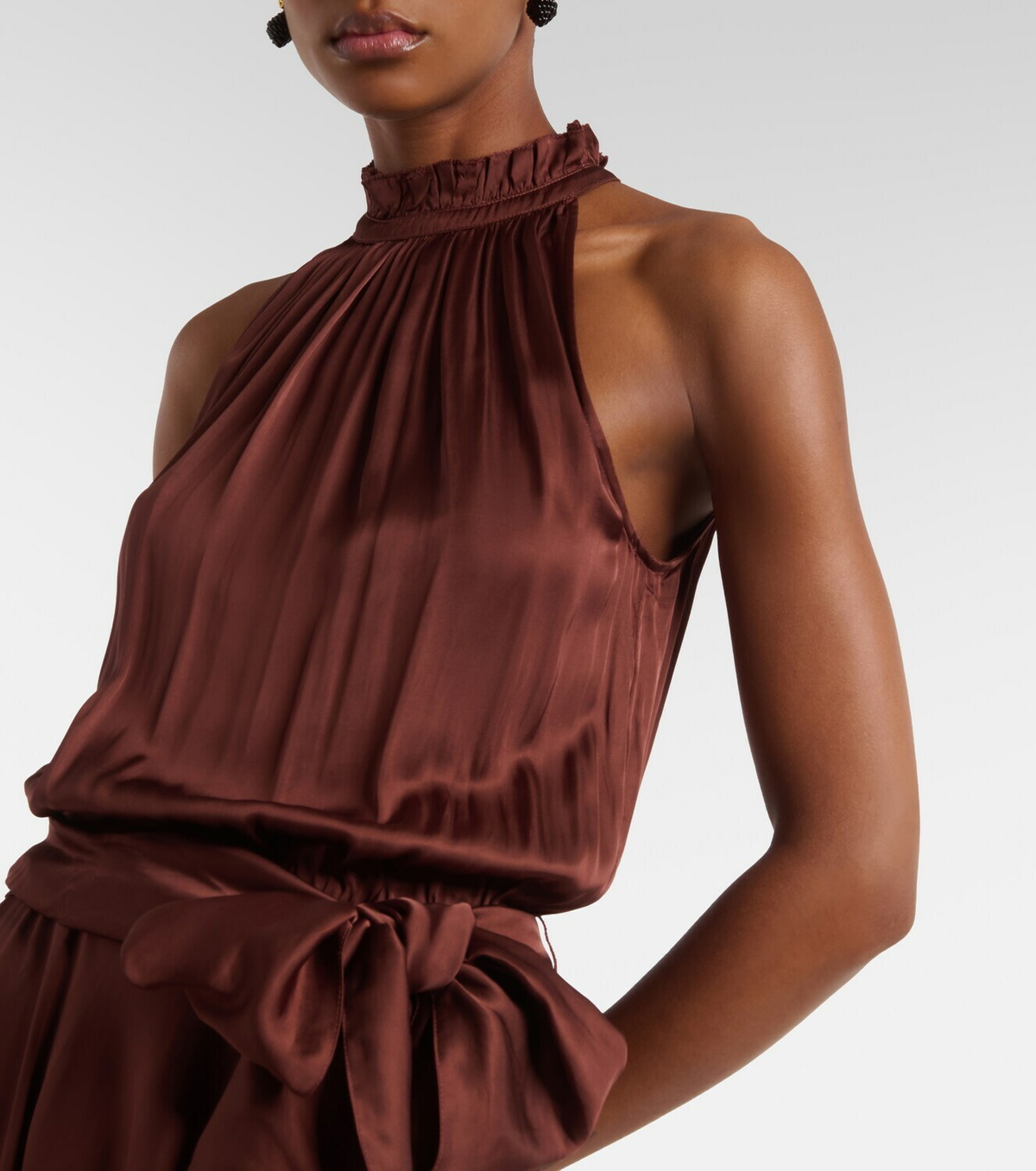 Poupette St Barth Nina halterneck satin maxi dress