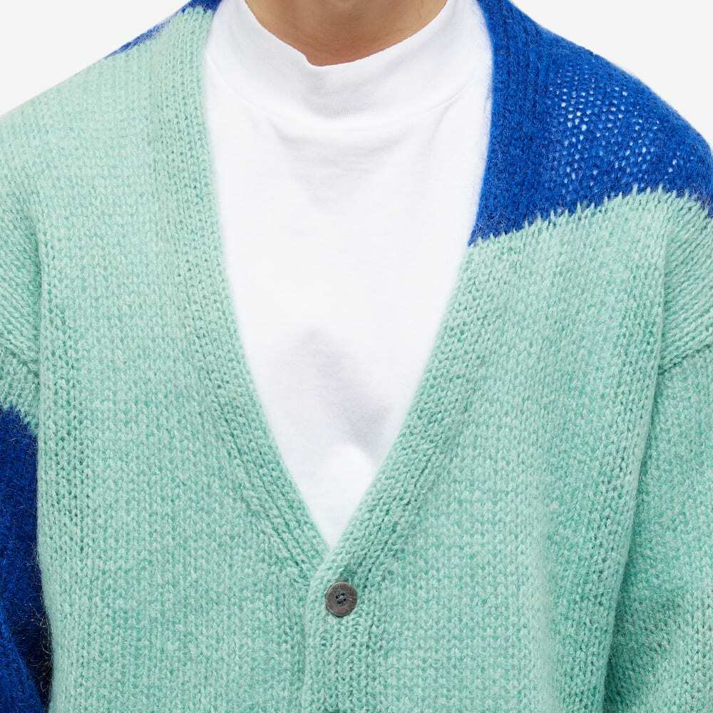 Noma t.d. Men's Hand Knitted Mohair Cardigan in Emerald/Blue