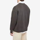 Studio Nicholson Men's Auxil 5 Gauge Fisherman Rib Knit Cardigan in Graphite