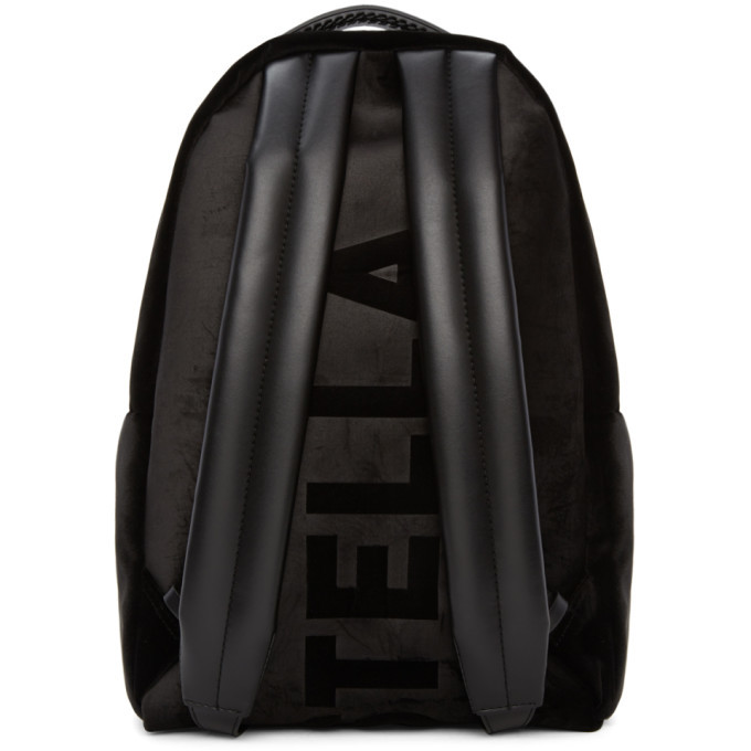 Stella McCartney Black Velvet Medium Falabella GO Backpack 