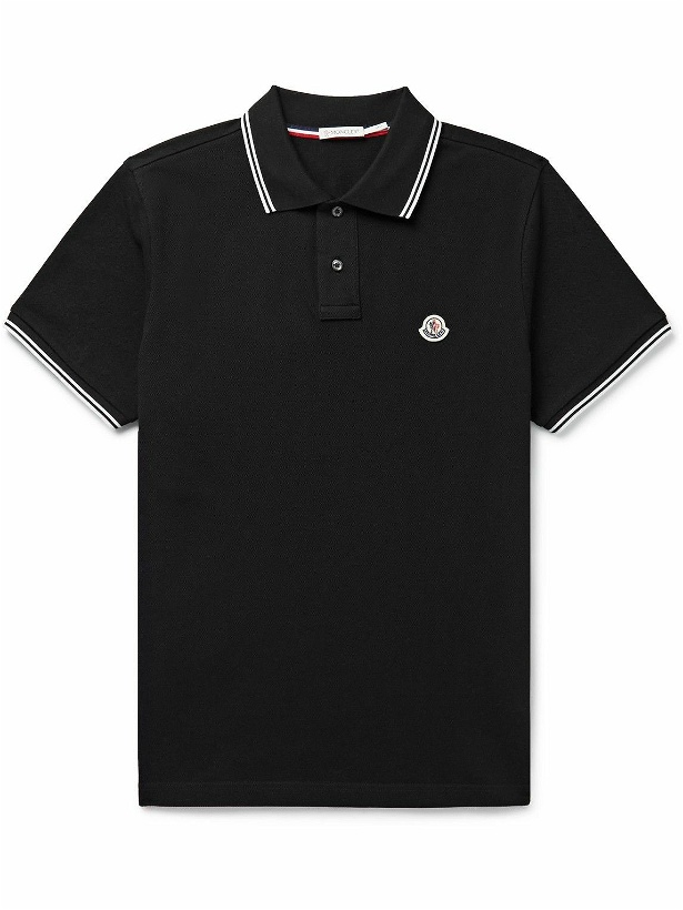 Photo: Moncler - Logo-Appliquéd Cotton-Piqué Polo Shirt - Black