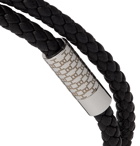 Hugo Boss - Bryce Woven Leather and Silver-Tone Wrap Bracelet - Black