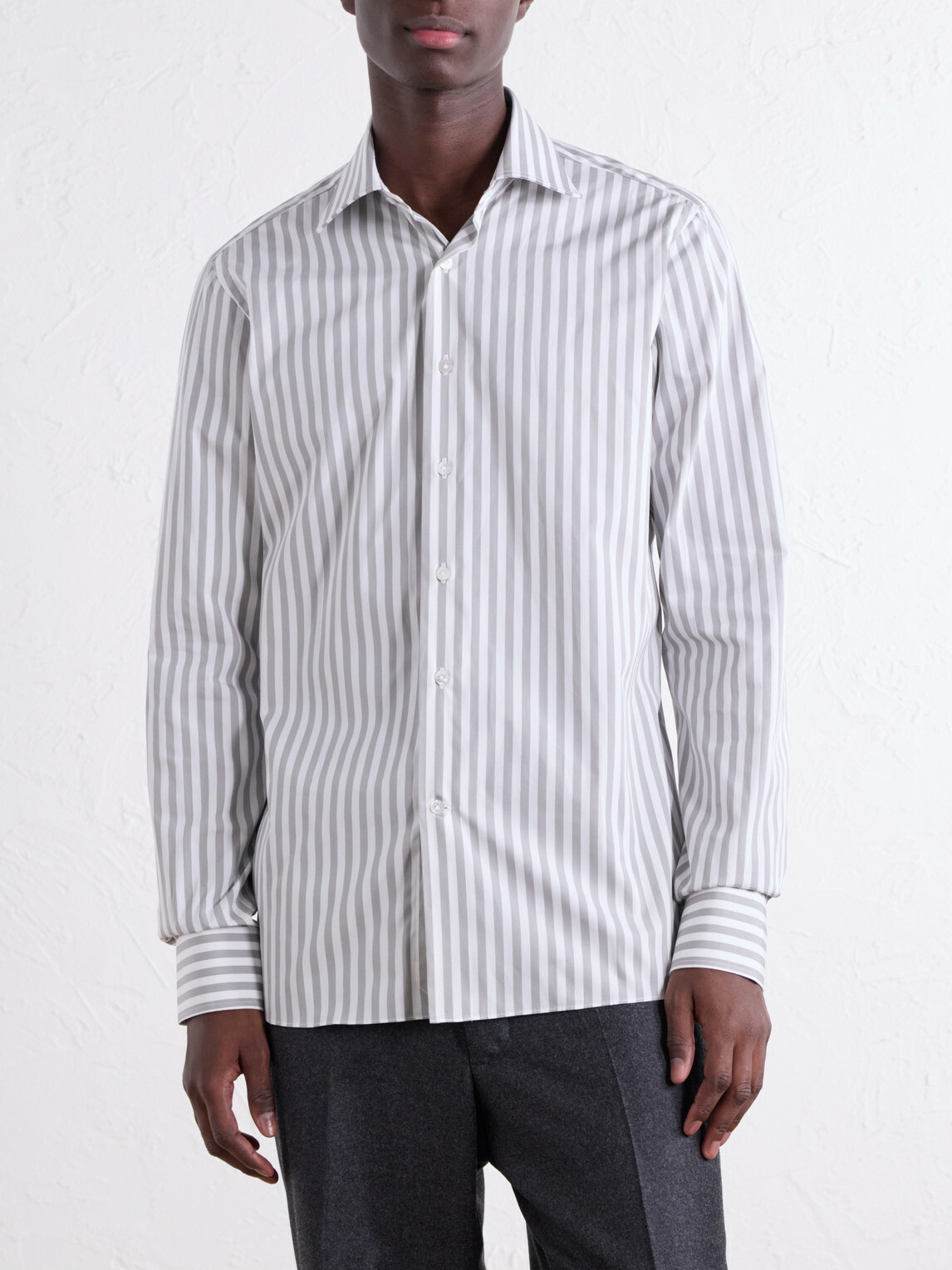 De Petrillo - Striped Cotton-Poplin Shirt - White