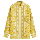 Versace Men's Baroque Silk Vacation Shirt in Champagne