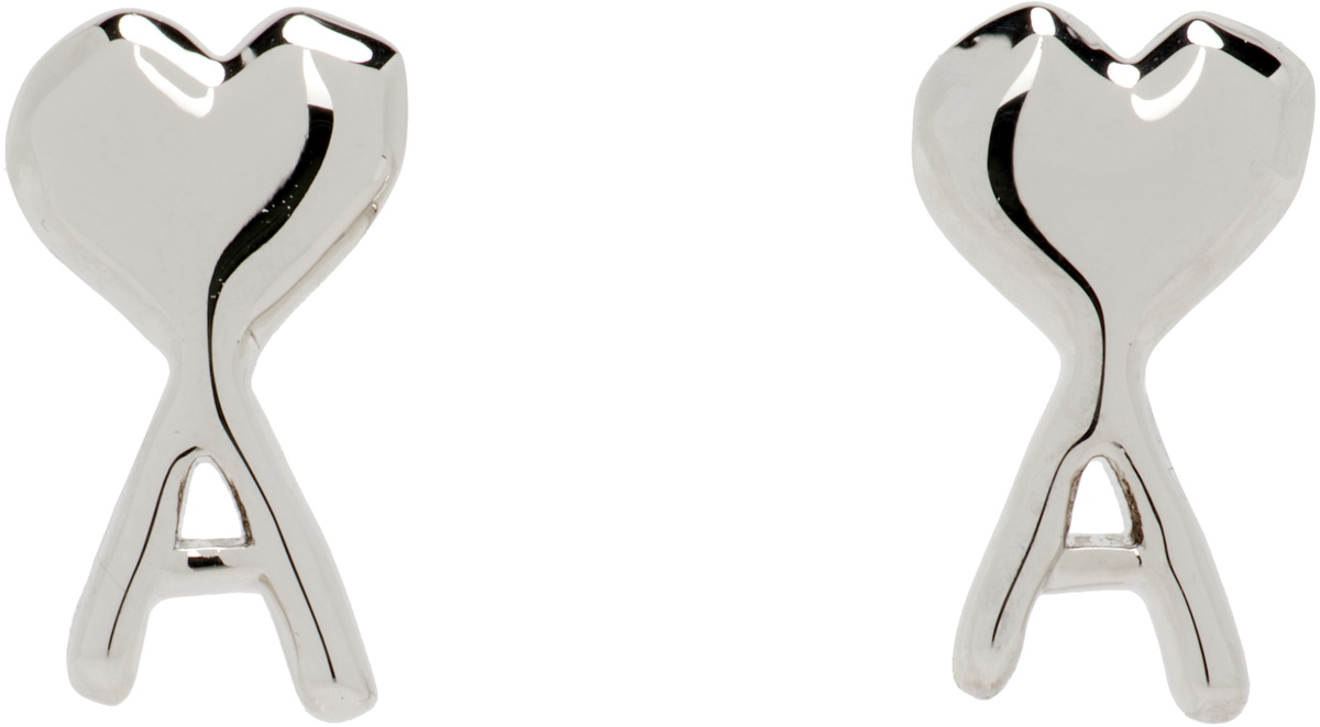 AMI Paris Ami de Coeur Hammered Earrings