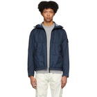 Stone Island Navy Nylon Hooded Jacket