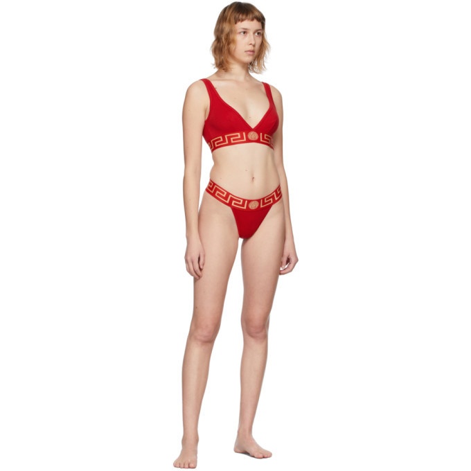 Red Greca Bra by Versace Underwear on Sale