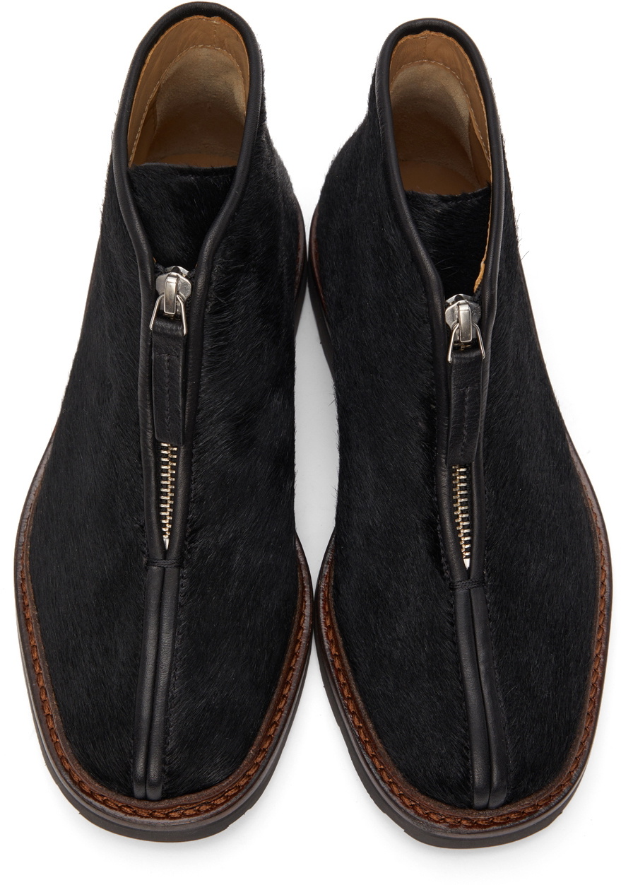 Lemaire Black Pony Hair Zipped Boots Lemaire