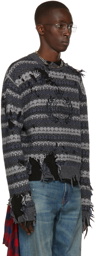 Balenciaga Grey Wool Fairisle Patch Sweater